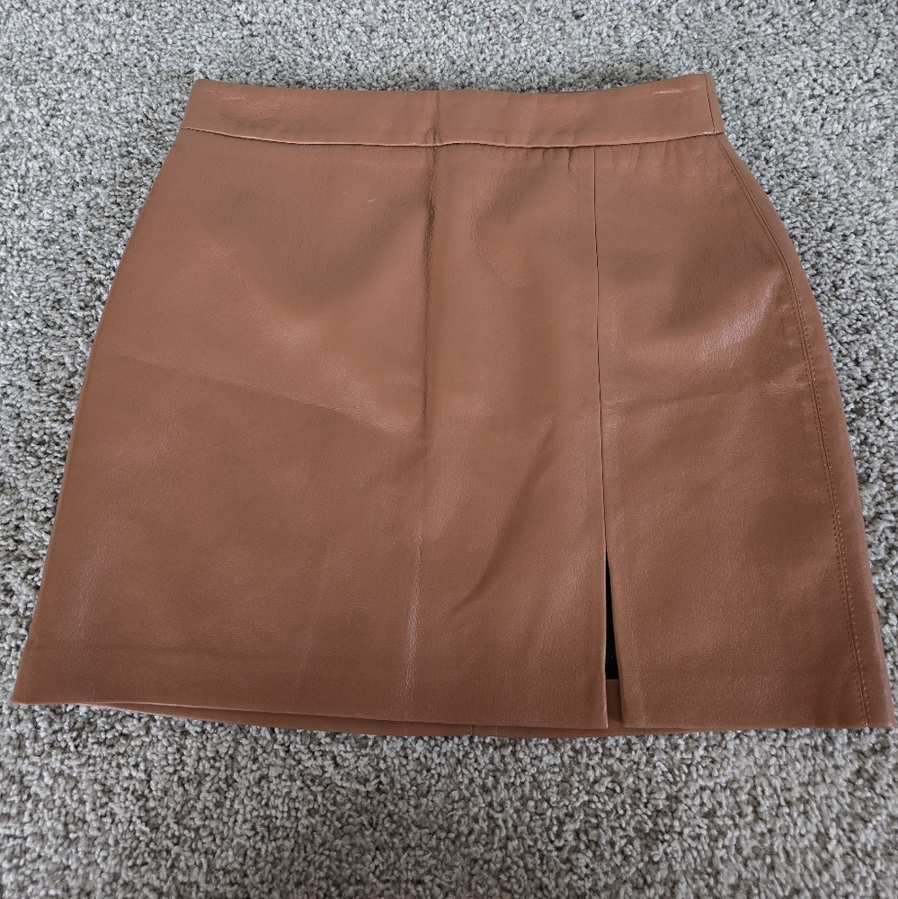Aritzia Wilfred Brown Faux Leather Pencil Skirt
